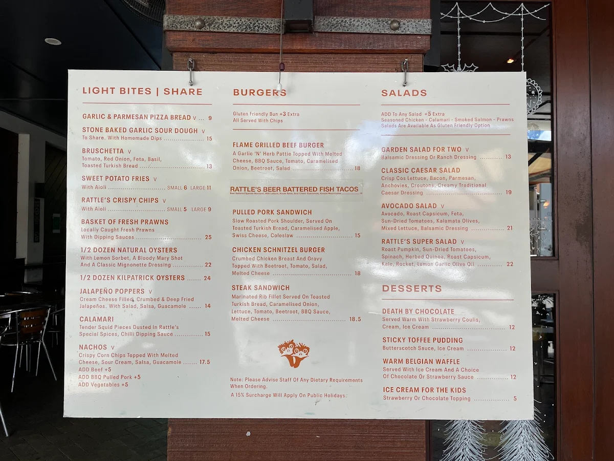 Menu, Rattle n Hum Port Douglas