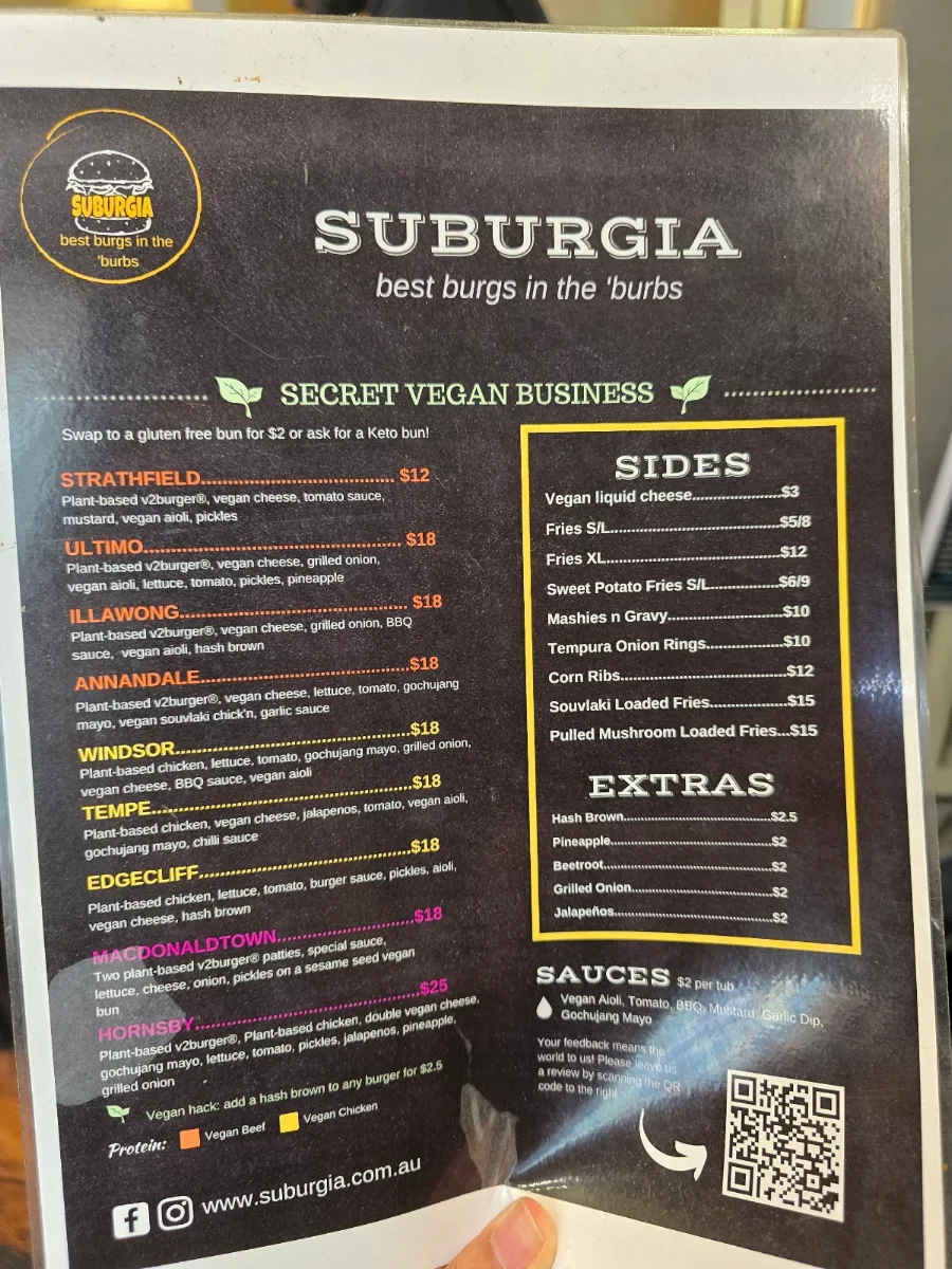 Menu, Suburgia Redfern