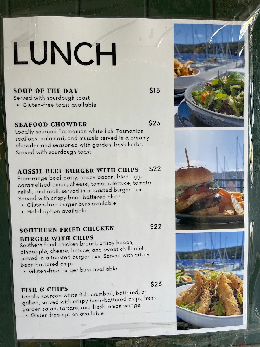 Menu, Bruny Island Gateway Cafe