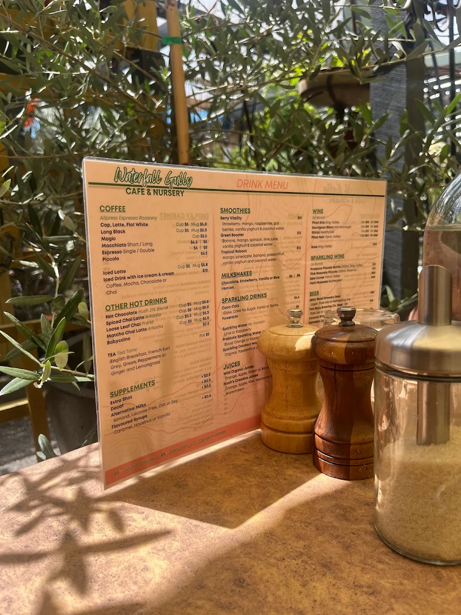 Menu, Waterfall Gully Cafe and Nursery