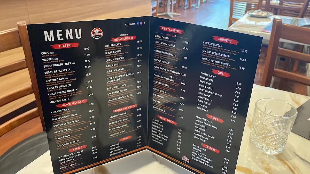 Menu, The Fusion Fork ( Indian Restaurant & Bar)