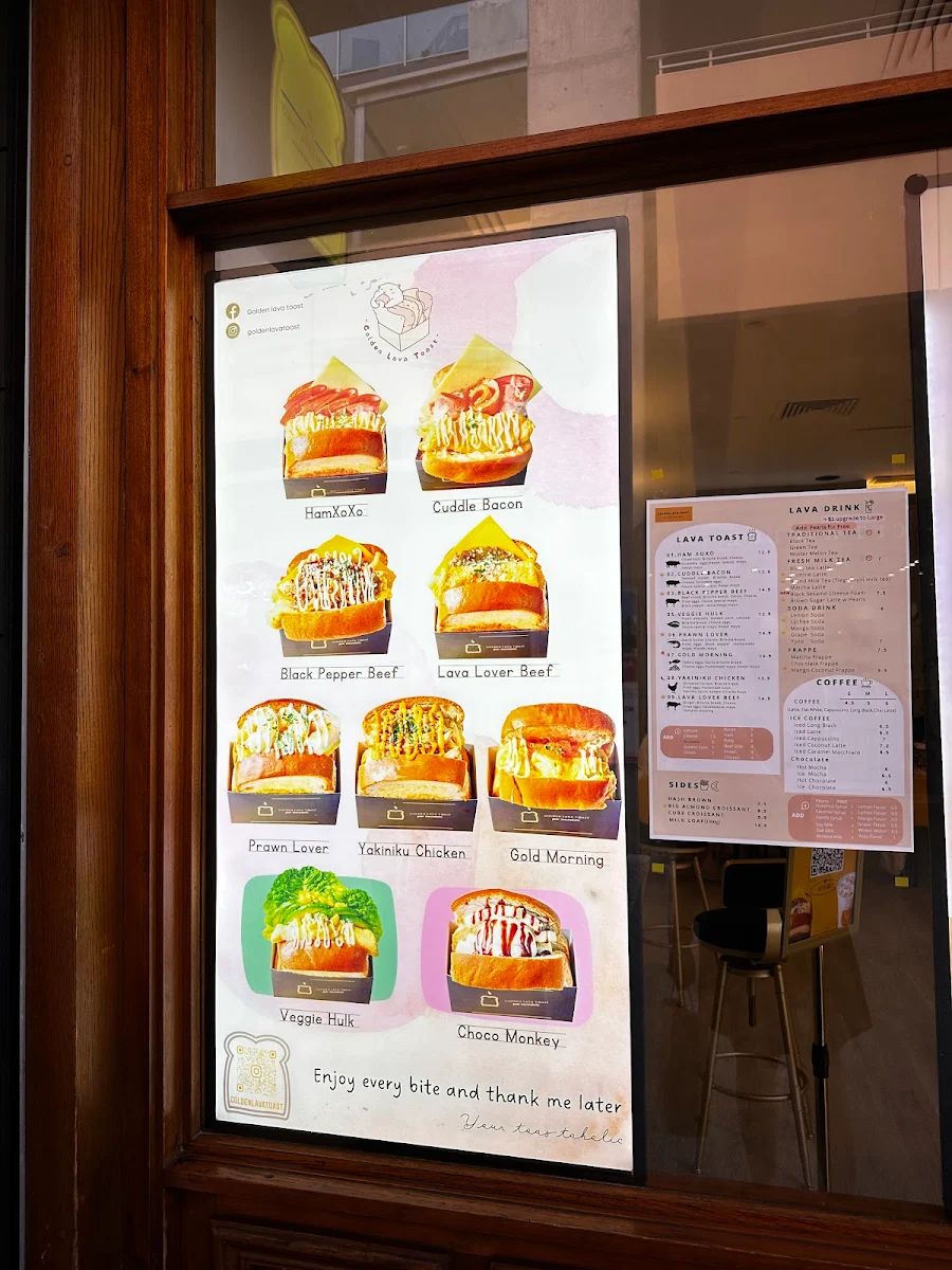 Menu, Golden Lava Toast