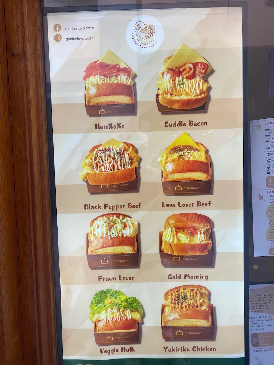 Menu, Golden Lava Toast