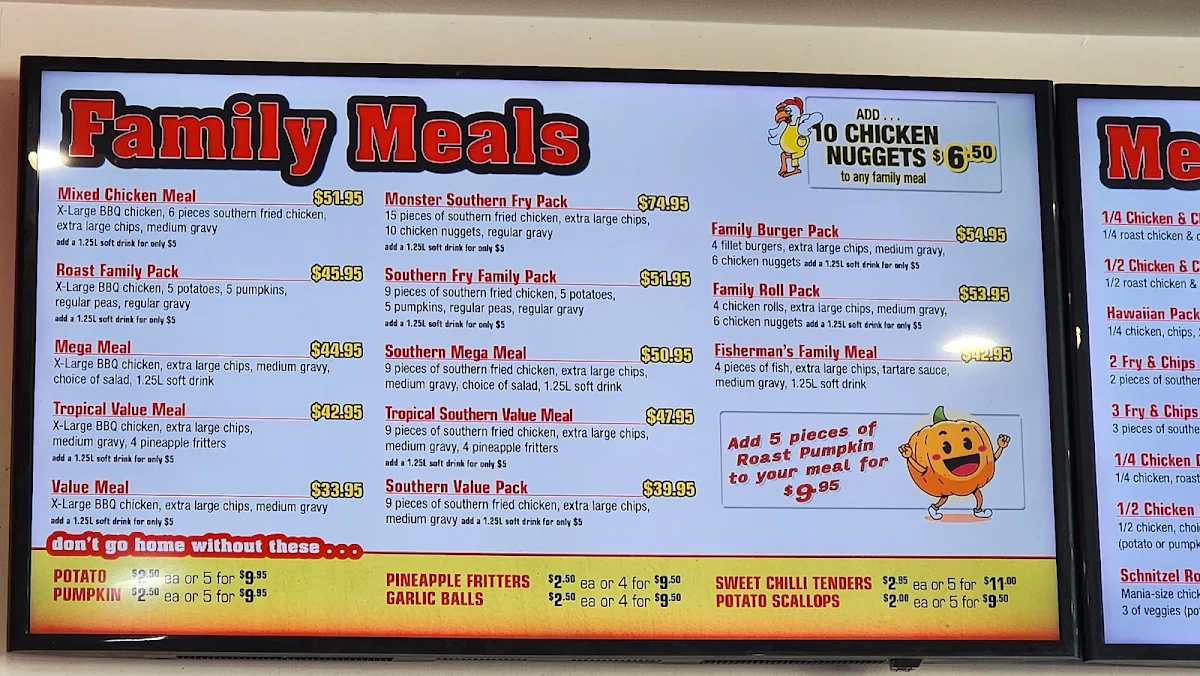 Menu, Chicken Mania Goonellabah