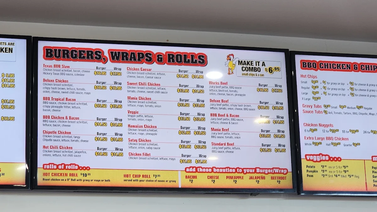 Menu, Chicken Mania Goonellabah