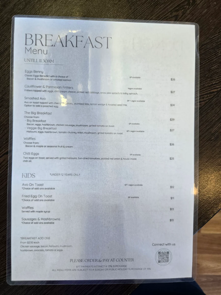 Menu, Cambewarra Tea Room