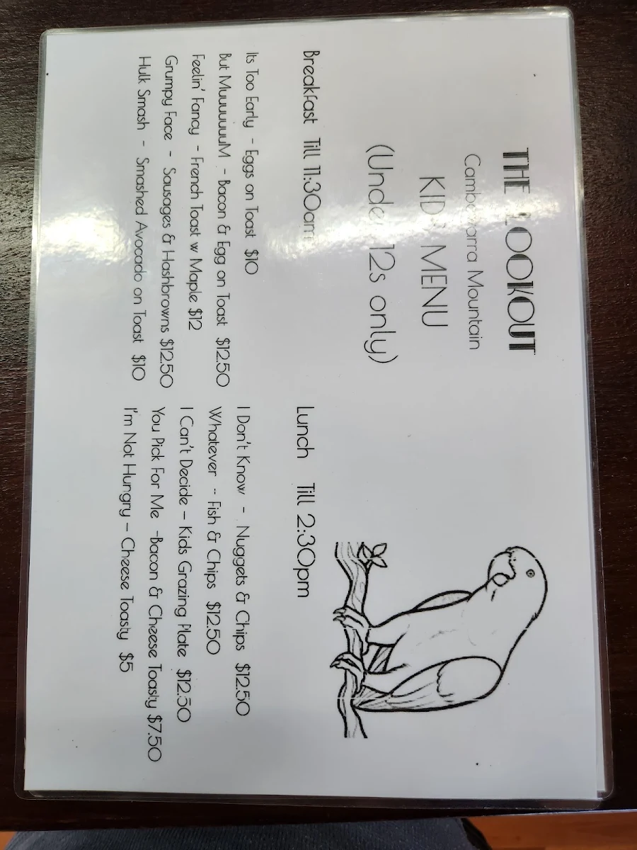 Menu, Cambewarra Tea Room