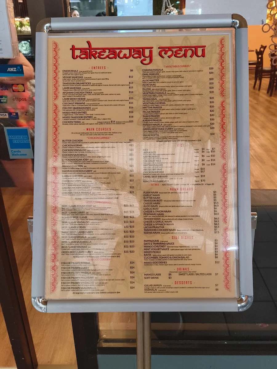 Menu, Indo Indian Cuisine