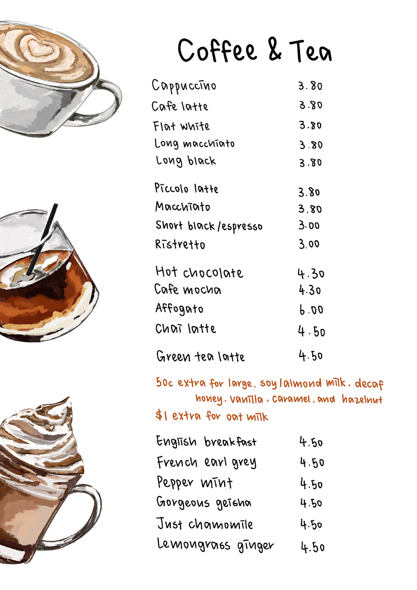 Menu, Cafe T.A.N.K