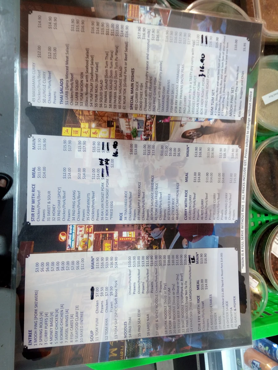 Menu, WA Thai Street Food