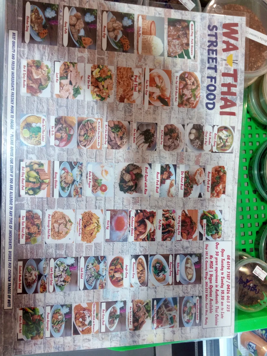 Menu, WA Thai Street Food