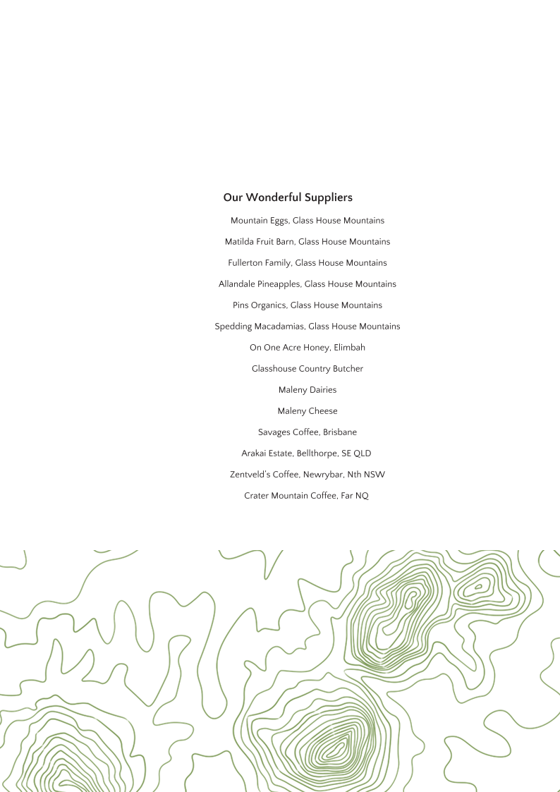 Menu, Glasshouse Plantation (Coffee plantation)