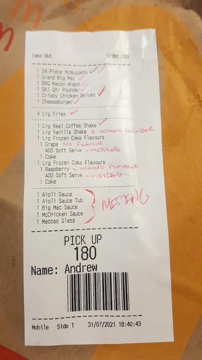 Menu, McDonald's Woonona