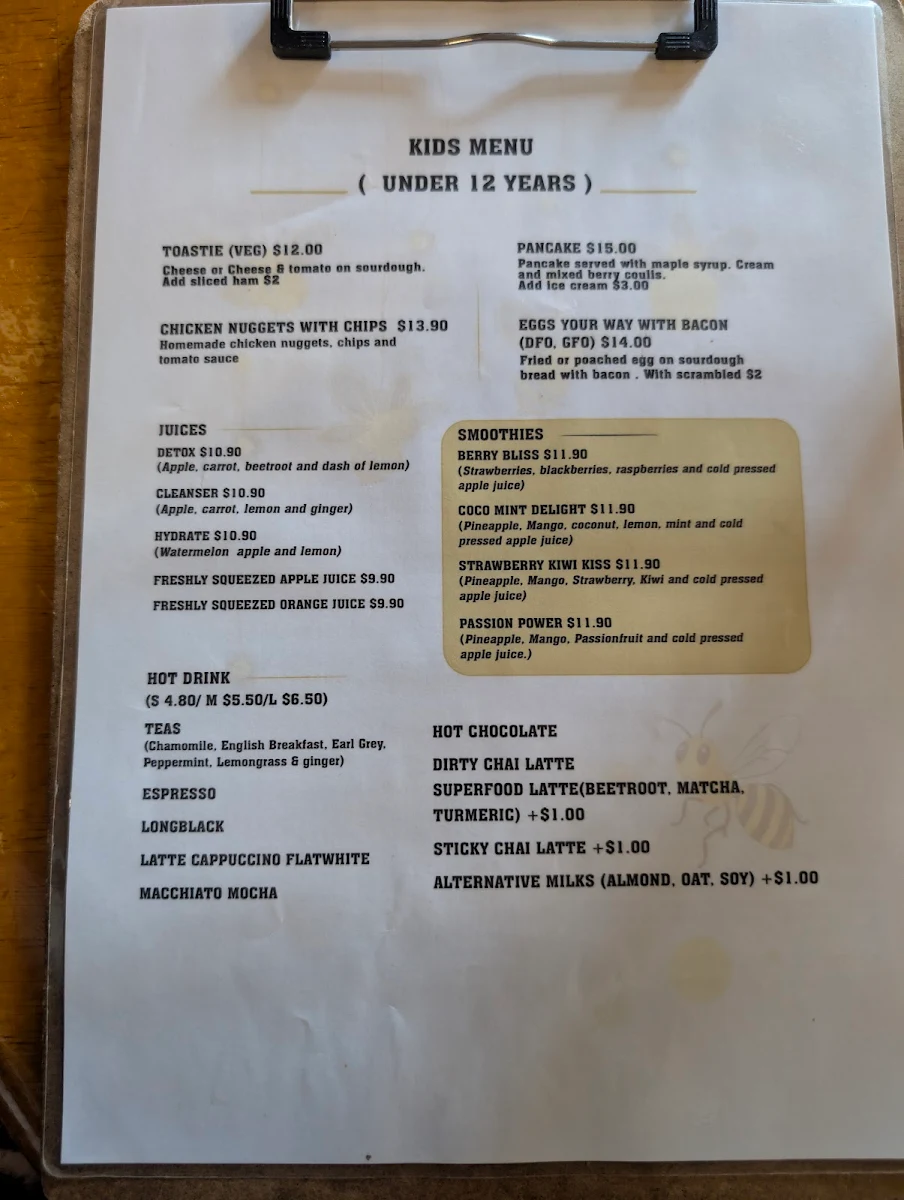 Menu, The Hive Darlington