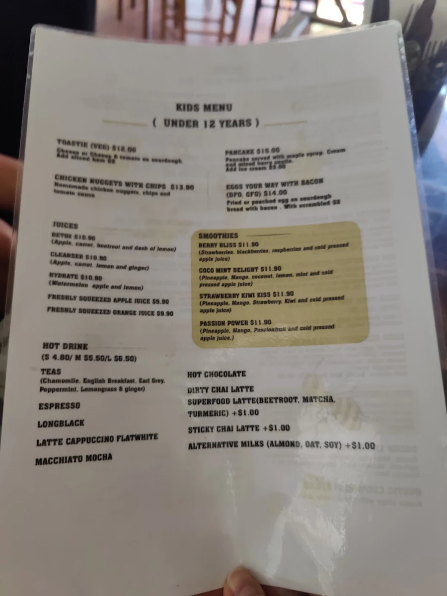Menu, The Hive Darlington