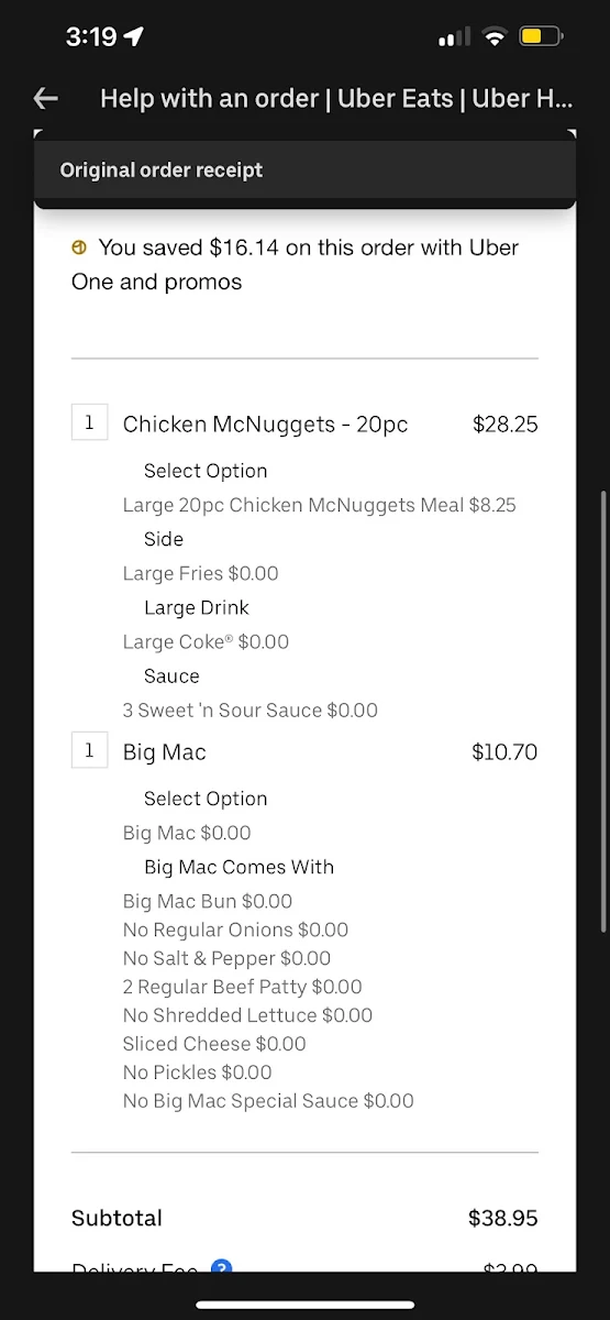 Menu, McDonald's Johnston
