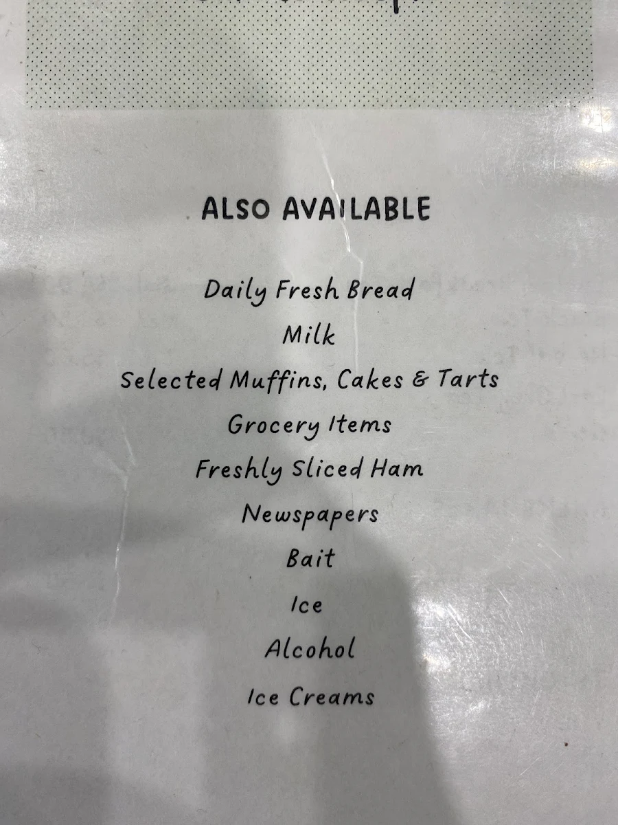 Menu, Dunbogan Takeaway and Bottle Shop