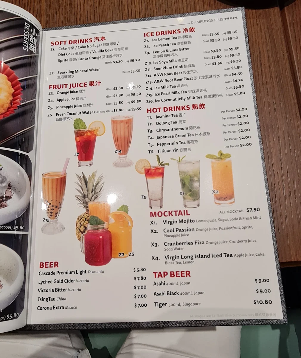 Menu, Dumplings Plus