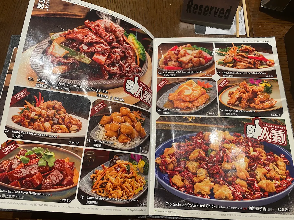 Menu, Dumplings Plus