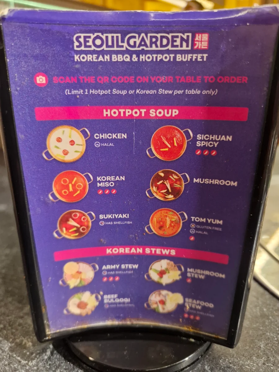 Menu, Seoul Garden Korean BBQ & Hot Pot Buffet - Epping