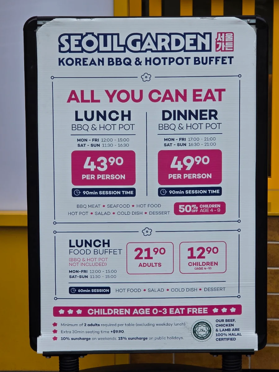 Menu, Seoul Garden Korean BBQ & Hot Pot Buffet - Epping