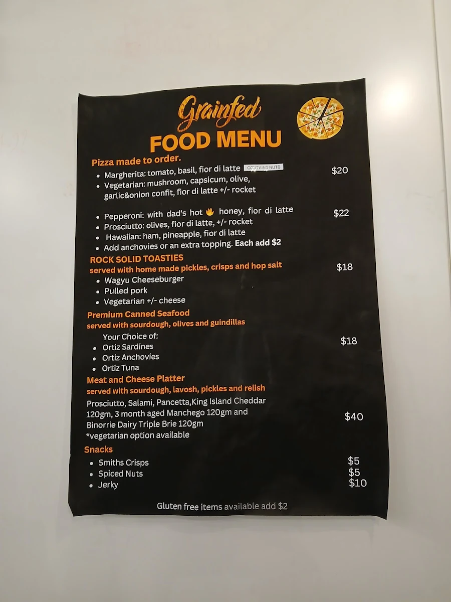 Menu, Grainfed Brewing Company