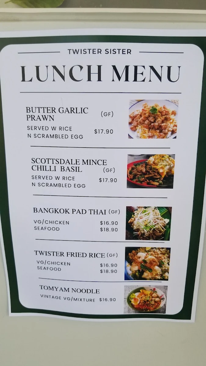 Menu, Twister Sister