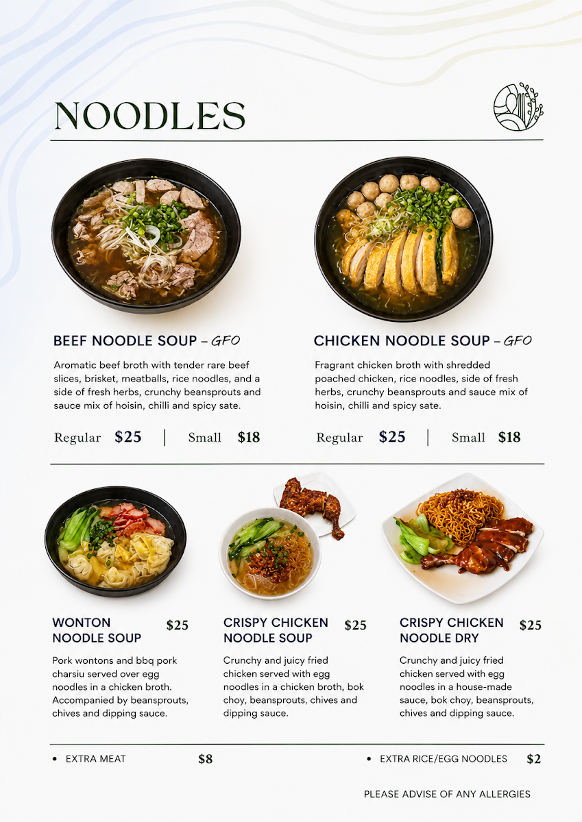 Menu, Special Dish Vietnamese Restaurant