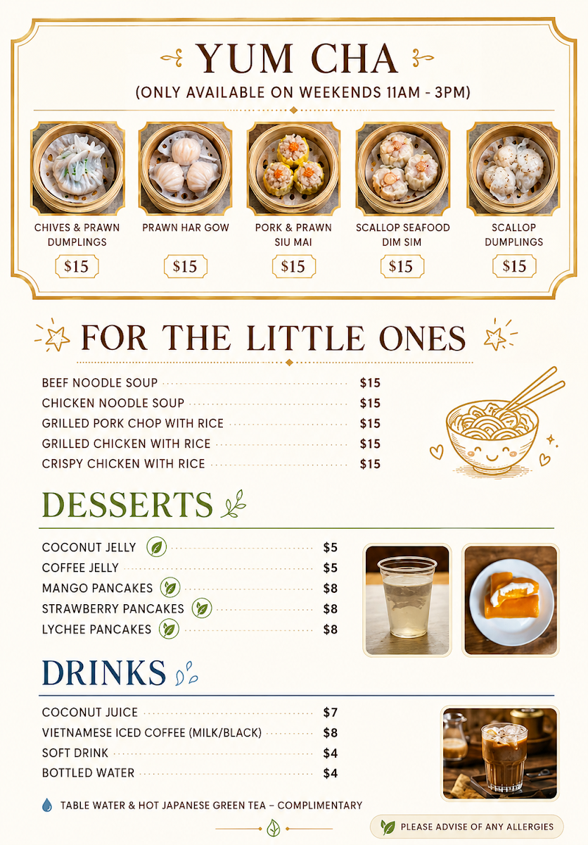 Menu, Special Dish Vietnamese Restaurant