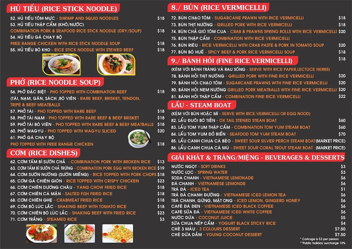 Menu, Viet Yummy Inala