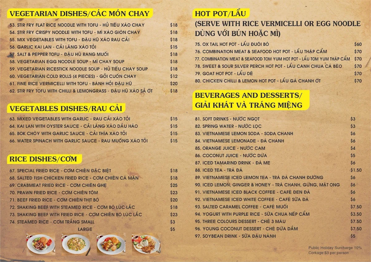 Menu, Viet Yummy Inala