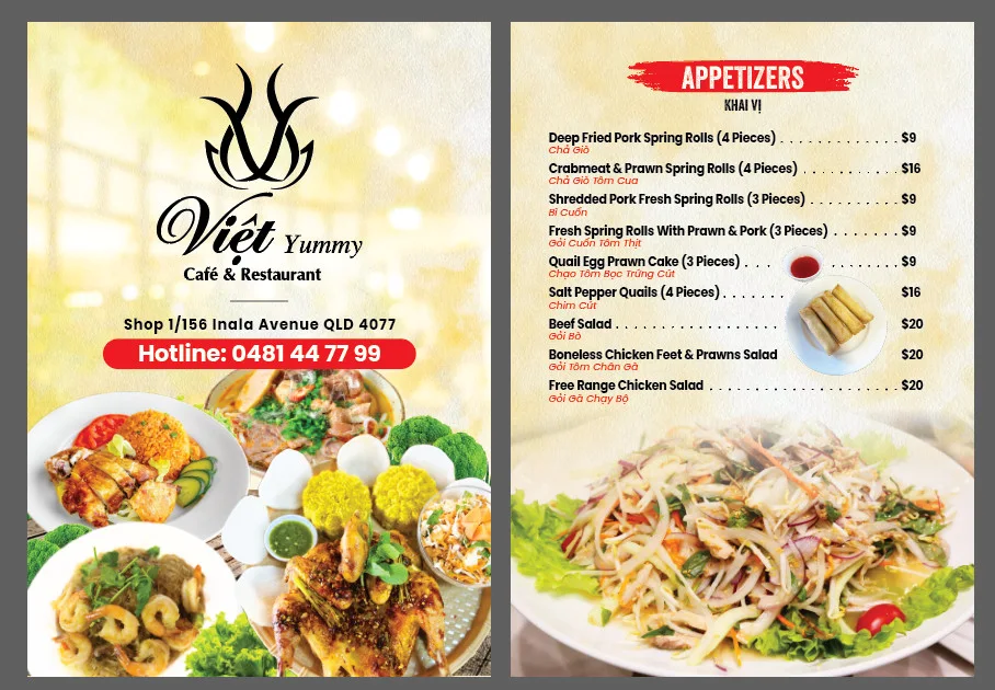 Menu, Viet Yummy Inala