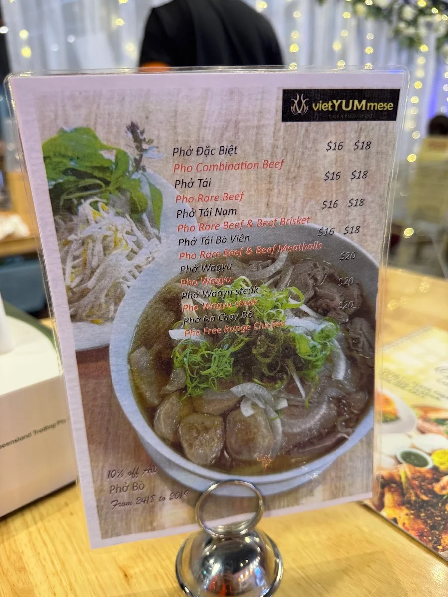 Menu, Viet Yummy Inala