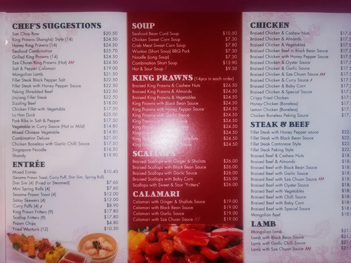 Menu, Sun Lai Chinese Restaurant