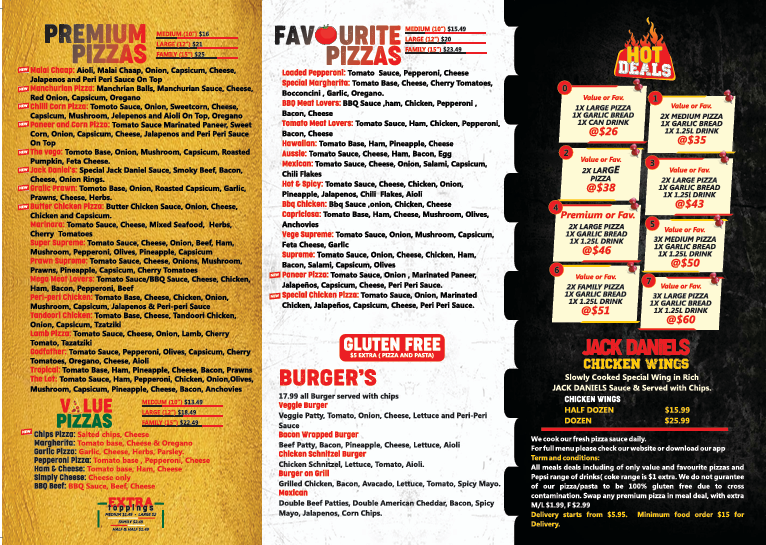 Menu, The Pizza Hot Spot - Pizza near Corio Vic
