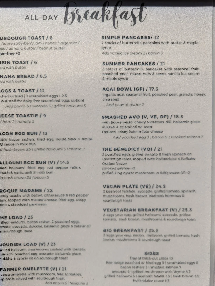 Menu, Oak Davis