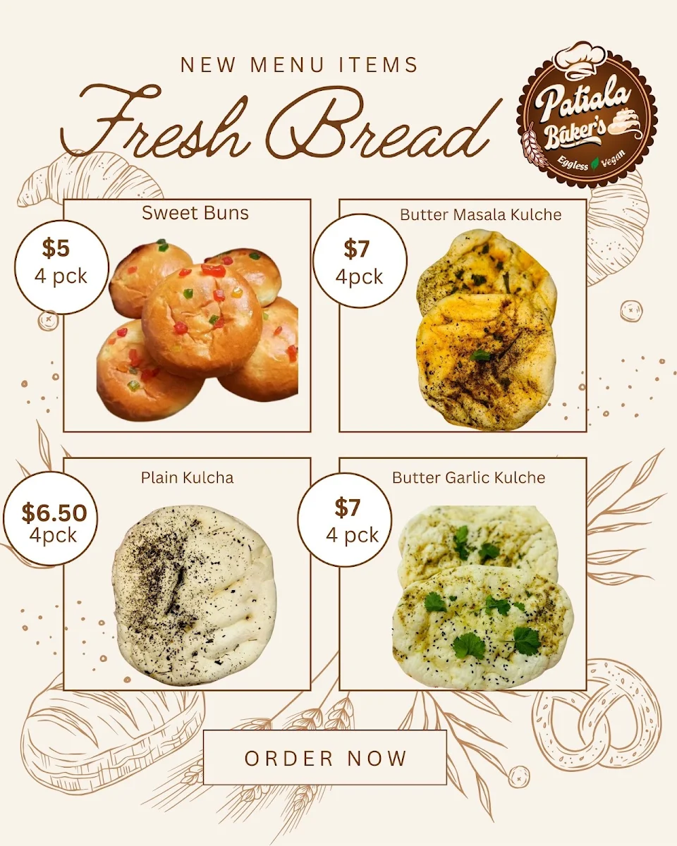 Menu, Patiala Bakers