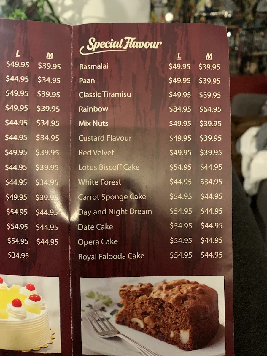 Menu, Patiala Bakers