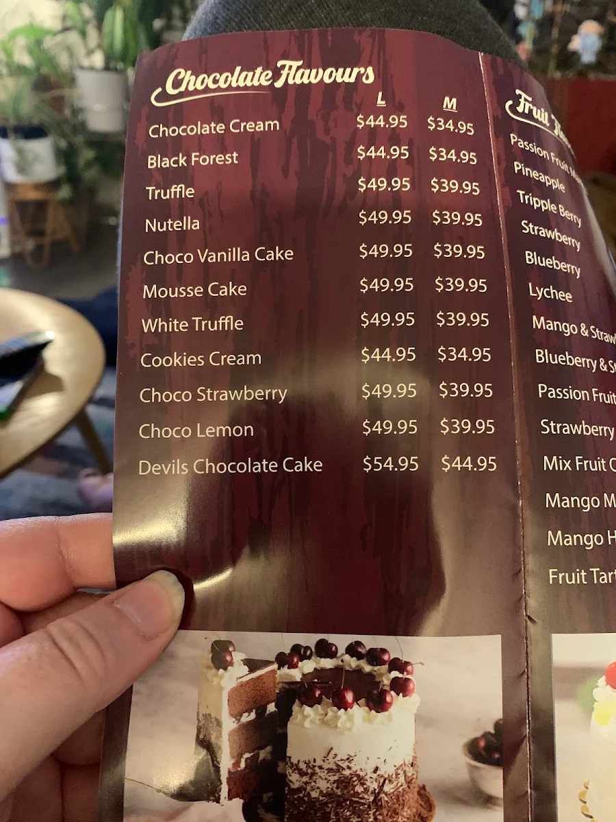 Menu, Patiala Bakers