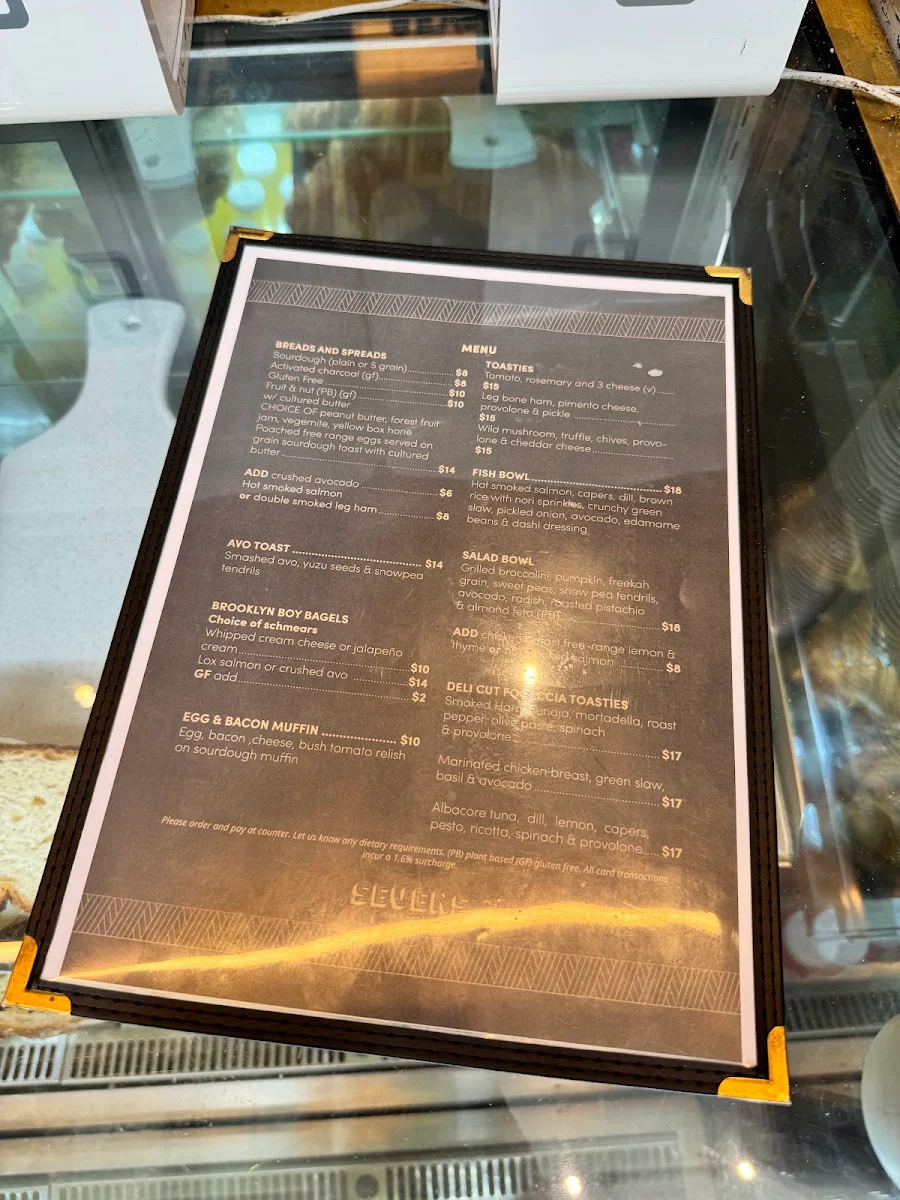 Menu, Sevens Specialty Coffee