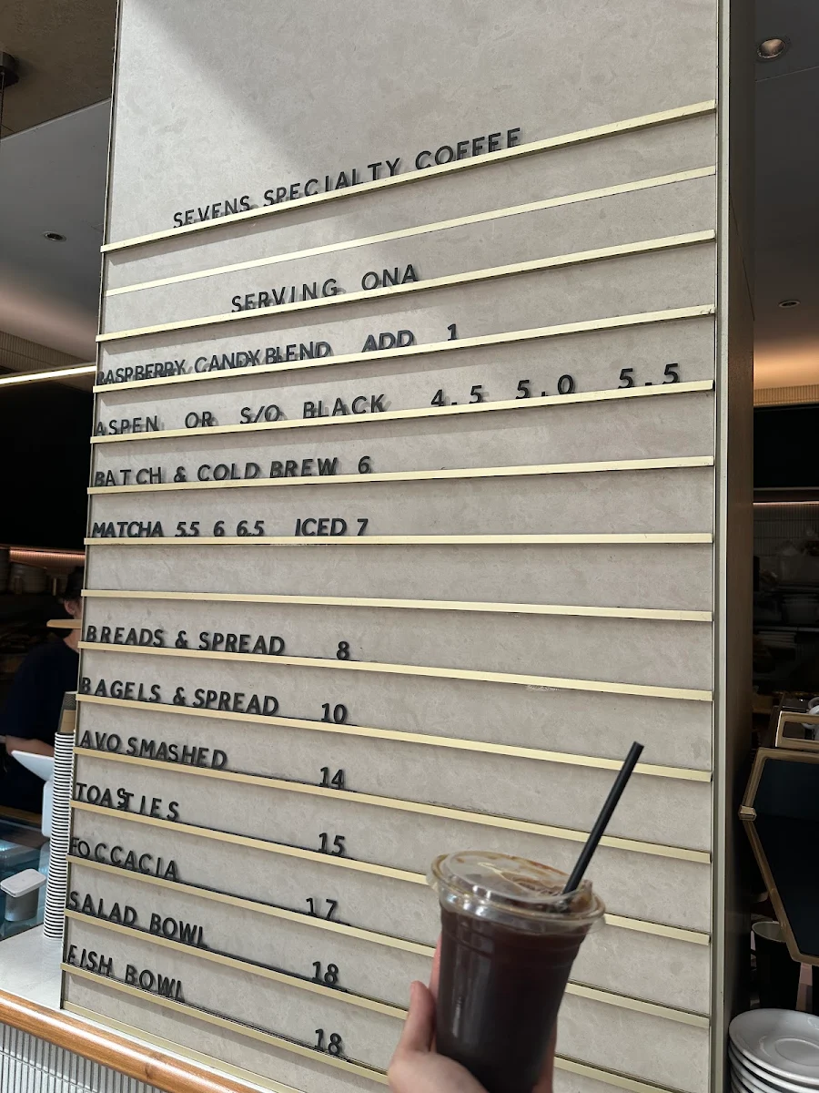 Menu, Sevens Specialty Coffee