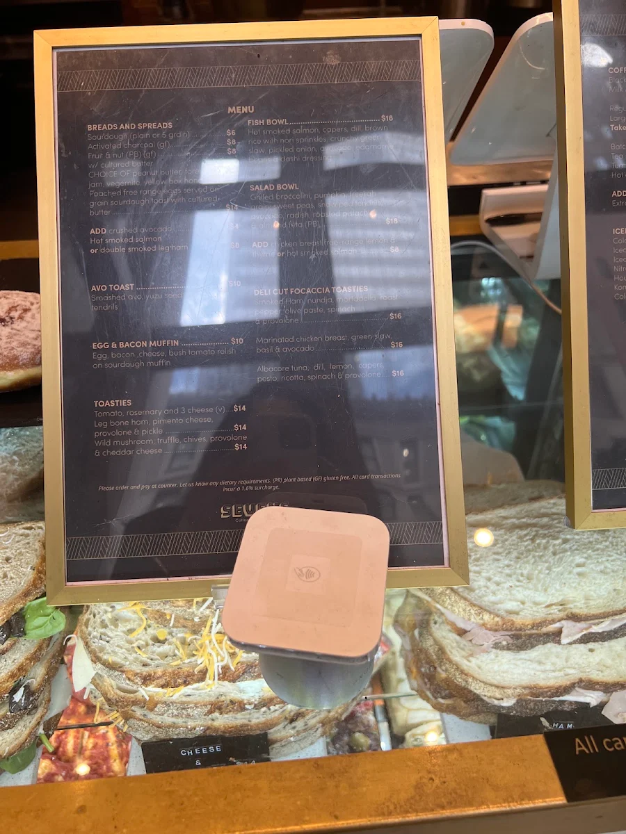 Menu, Sevens Specialty Coffee
