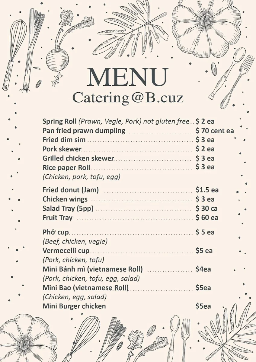 Menu, B.cuz Coffee & Eatery