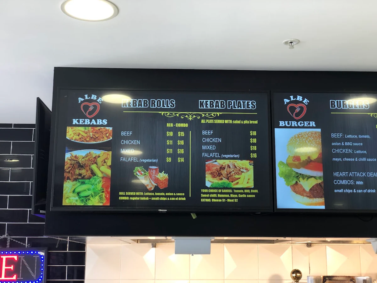 Menu, ALBE Kebab and Pizza
