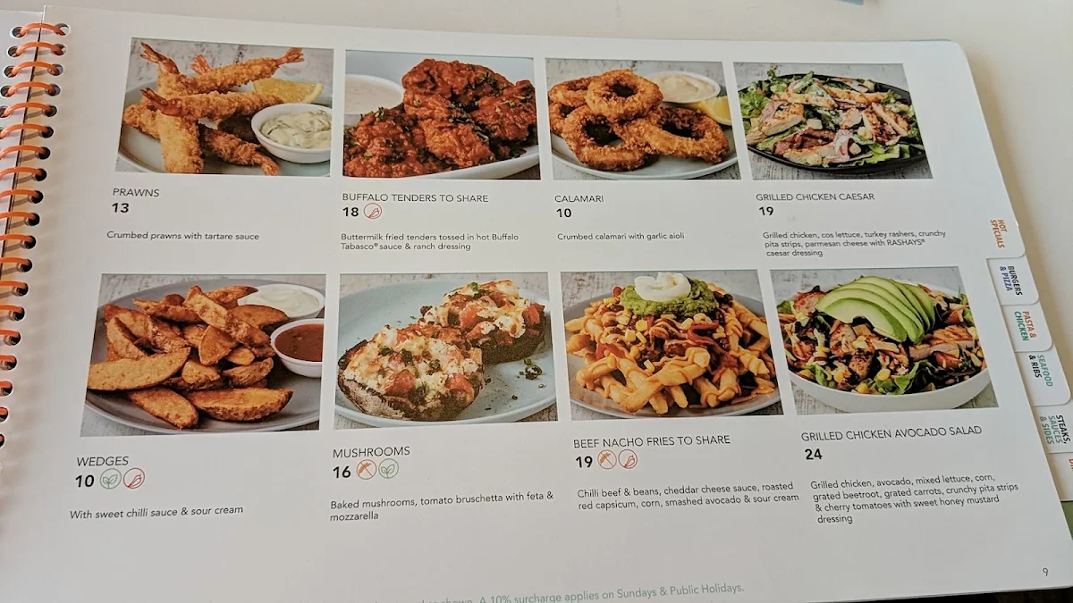 Menu, RASHAYS - Macquarie Street Liverpool