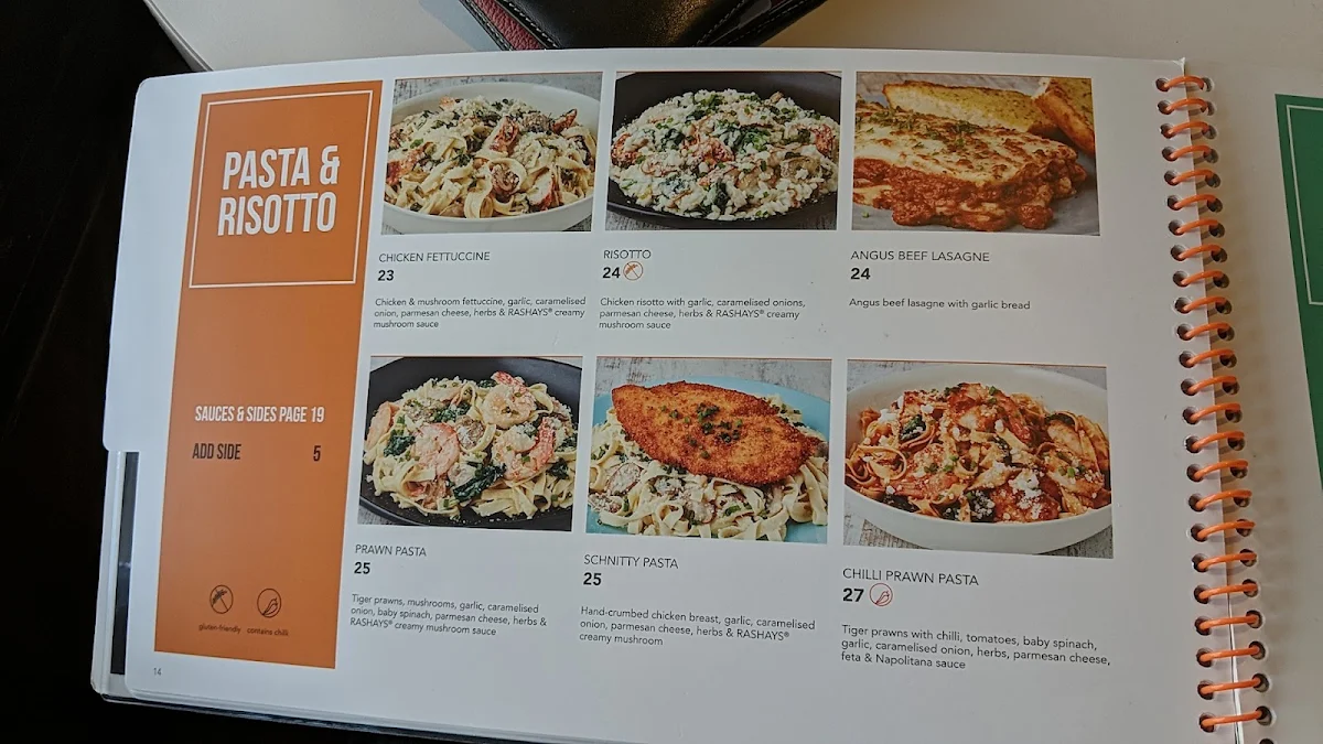 Menu, RASHAYS - Macquarie Street Liverpool