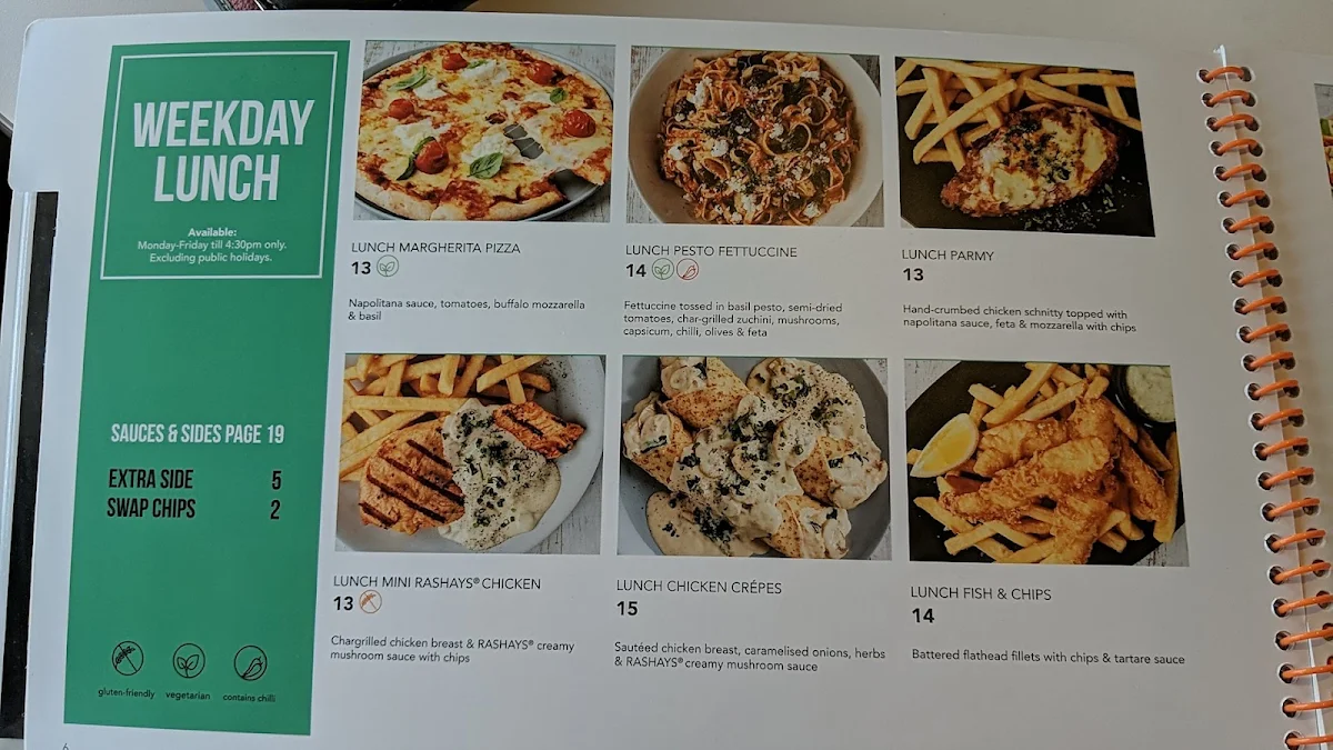 Menu, RASHAYS - Macquarie Street Liverpool