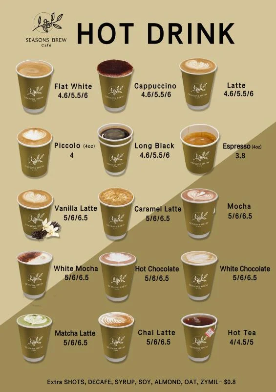 Menu, Seasons Brew Café