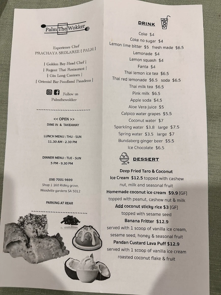Menu, Palm The Wokker