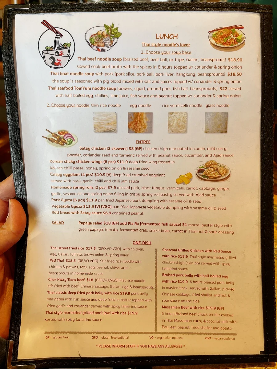 Menu, Palm The Wokker